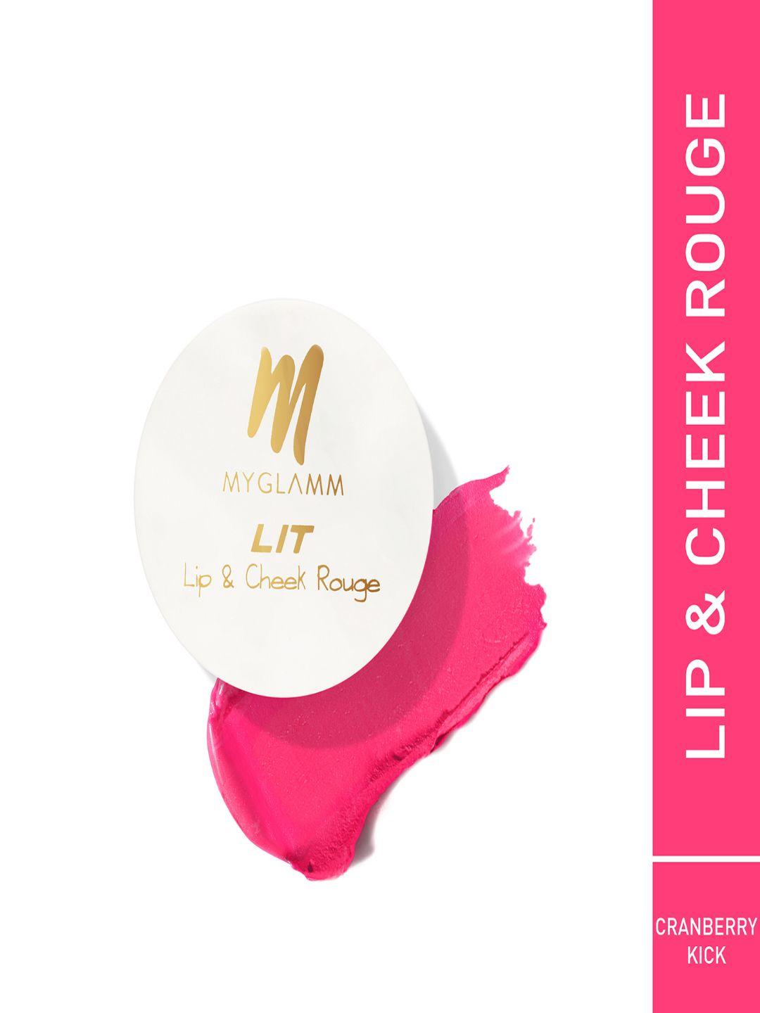 myglamm lit lip & cheek rouge with shea & cocoa seed butter 10g -cranberry kick