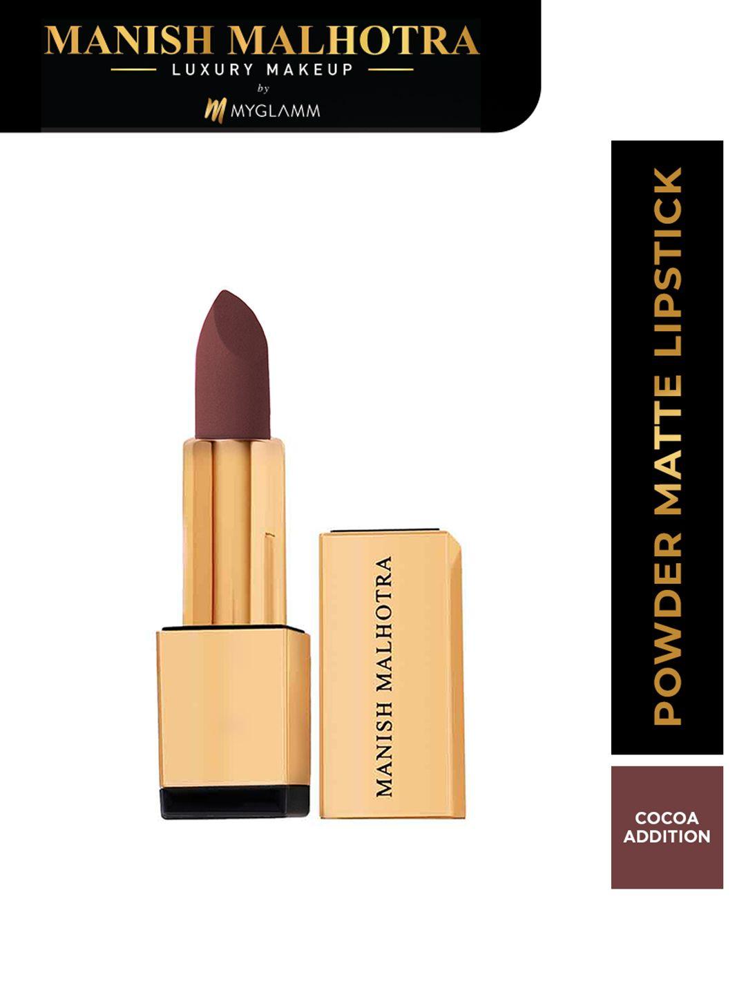 myglamm manish malhotra powder matte lipstick with maracuja oil 4g -cocoa addition