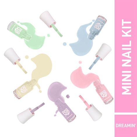 myglamm popxo makeup collection -mini nail kit-dreamin'-5x3ml