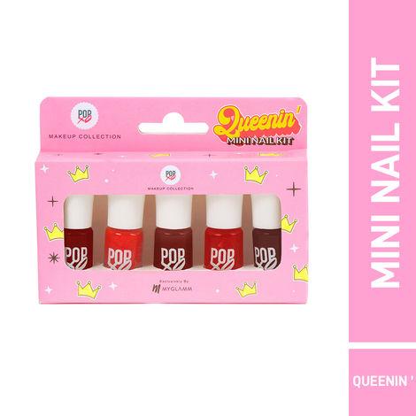 myglamm popxo makeup collection -mini nail kit-queenin'-5x3ml