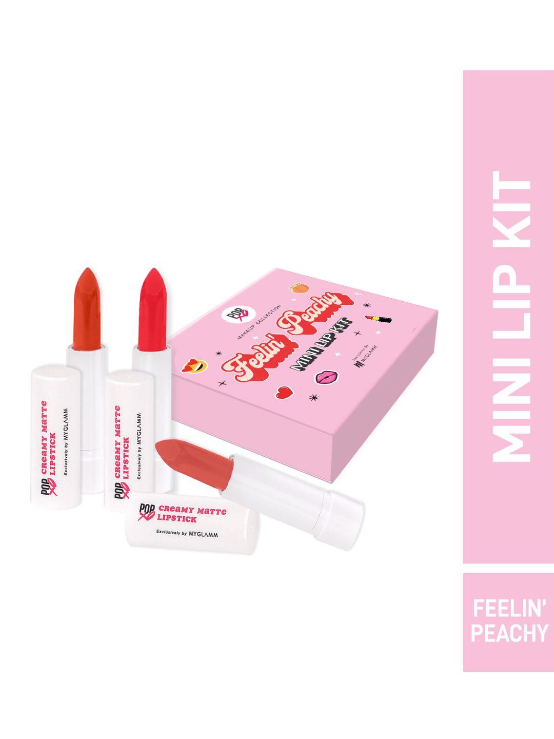 myglamm popxo makeup mini lip kit with vitamin e 10g - feelin peachy