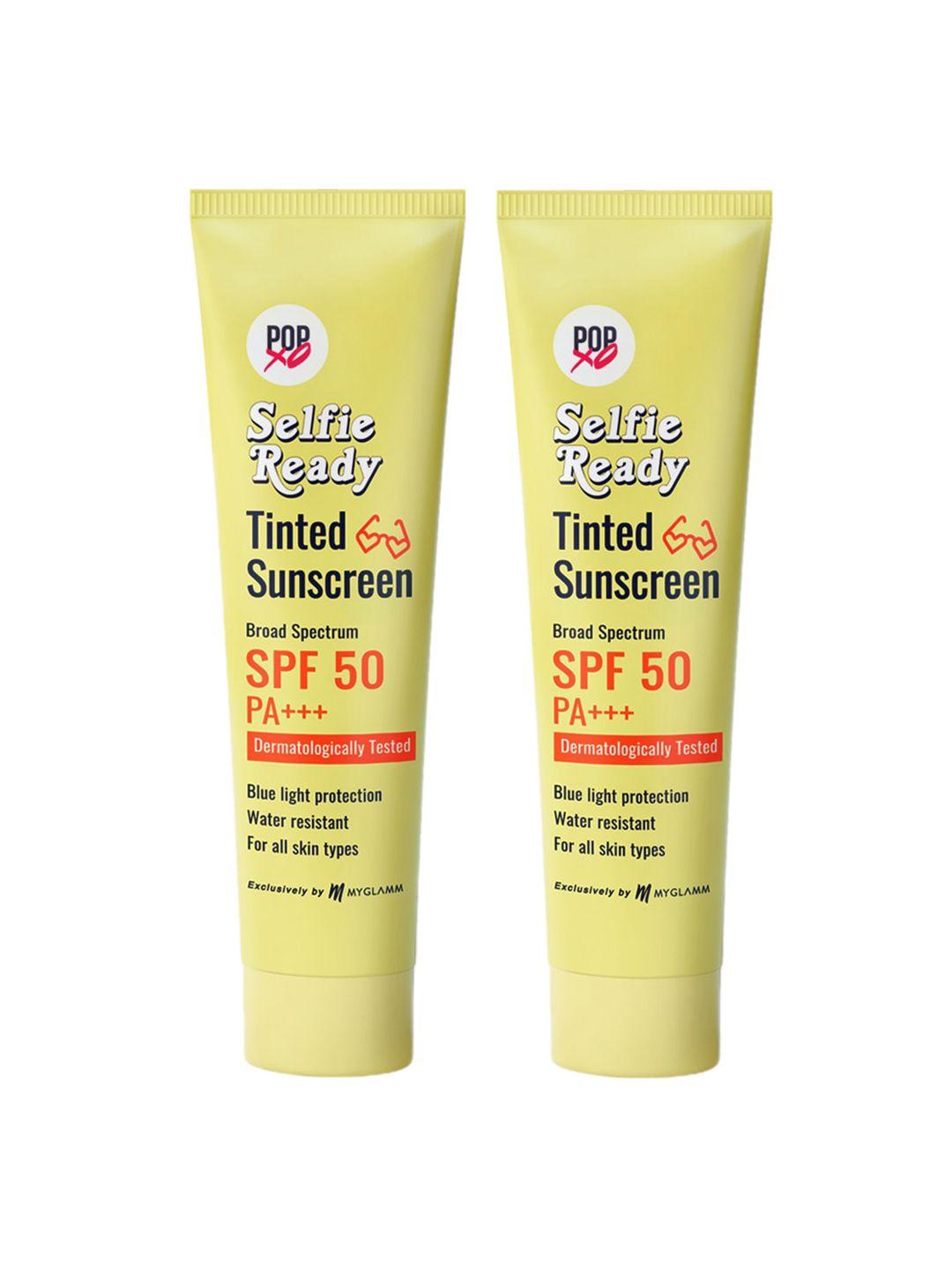 myglamm set of 2 popxo selfie-ready tinted sunscreen spf 50 - 30 g each