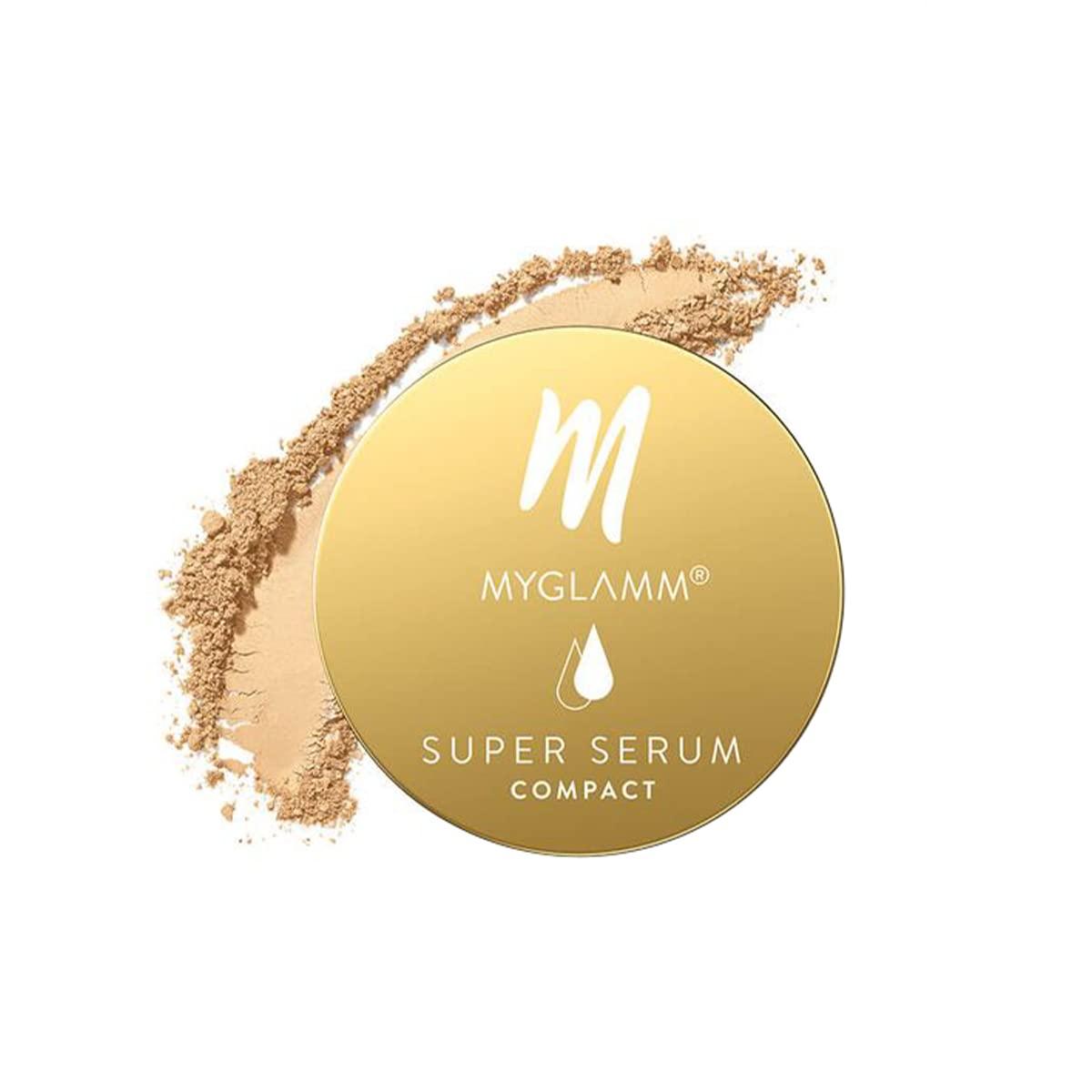 myglamm super serum compact - 102w beige, 9g | infused with hyaluronic acid & vitamin e | matte finish compact powder | all skin types