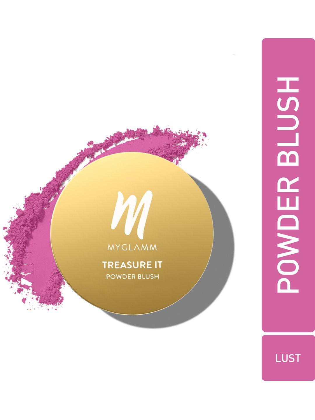 myglamm treasure it lightweight & buildable powder matte blush with vitamin e 4g - lust