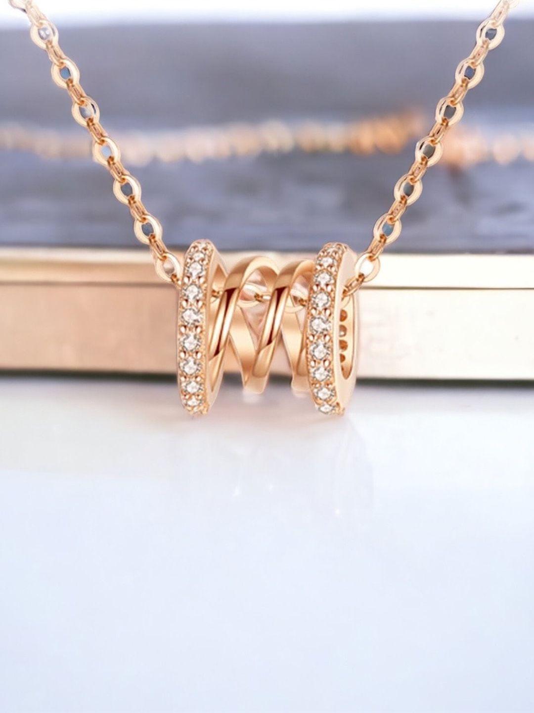 myki rose gold plated cz-studded pendant