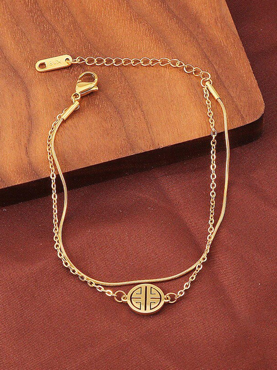 myki women gold-plated cubic zirconia link bracelet