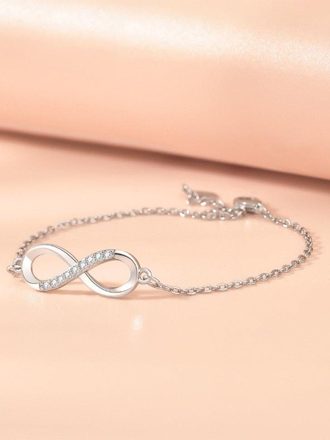myki women silver-plated cubic zirconia infinity love link bracelet