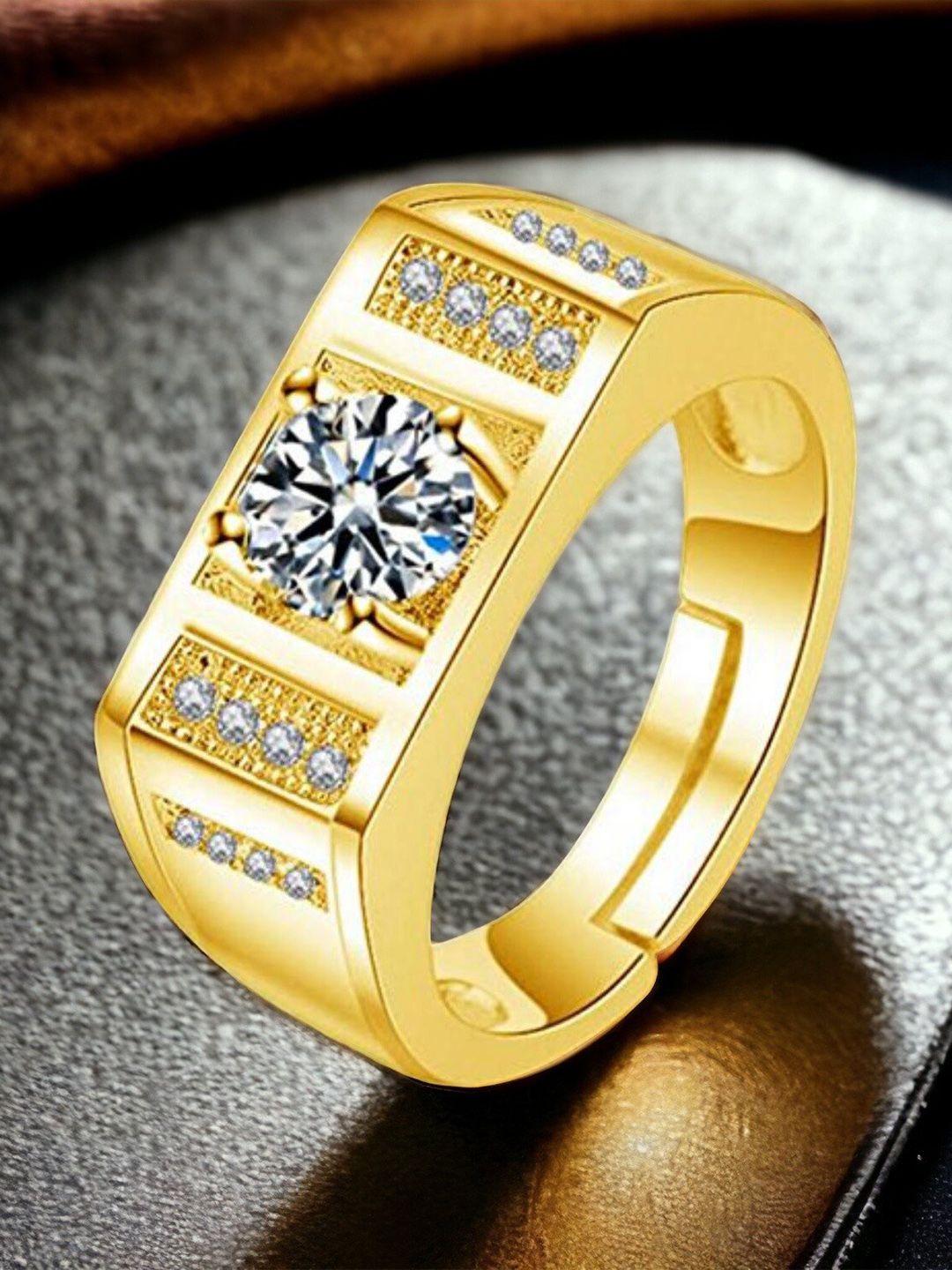myki 24kt gold plated & cz studded adjustable finger ring