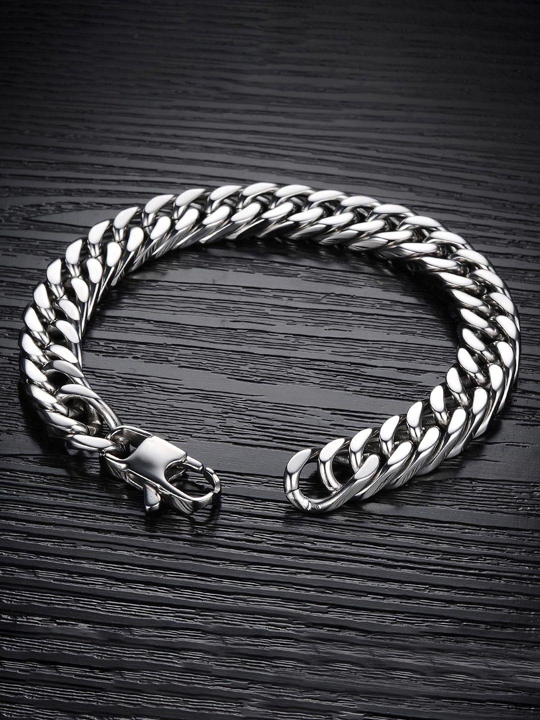 myki men oxidised silver-plated link bracelet