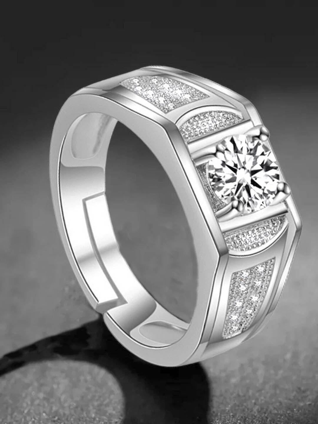 myki men silver-plated cubic zirconia-studded ring