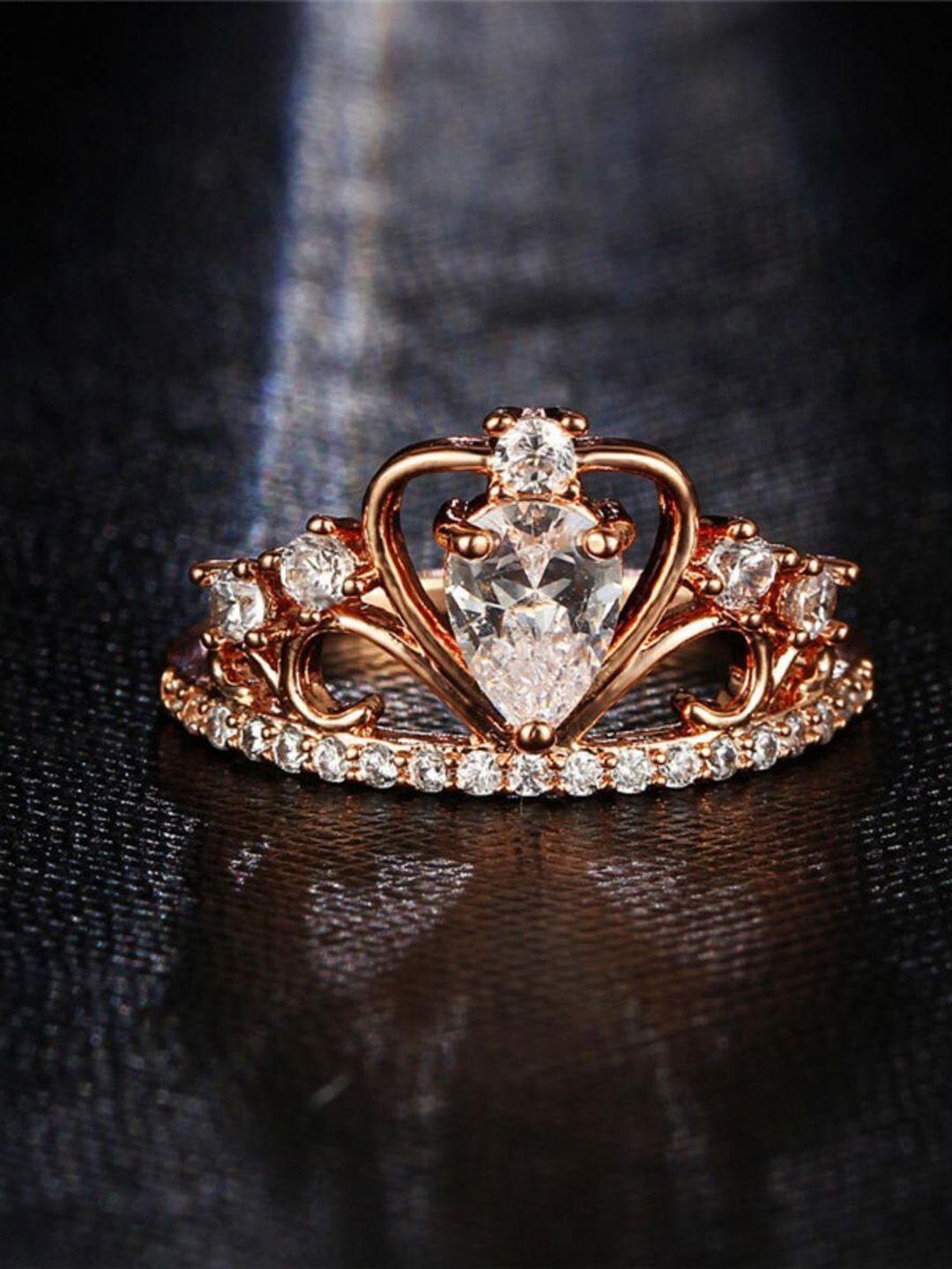 myki rose gold-plated cz-studded finger ring