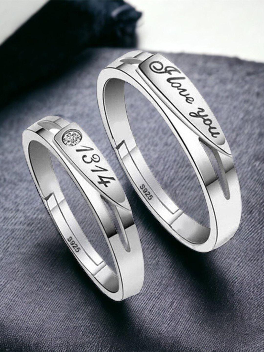 myki set of 2 silver-plated couple finger ring