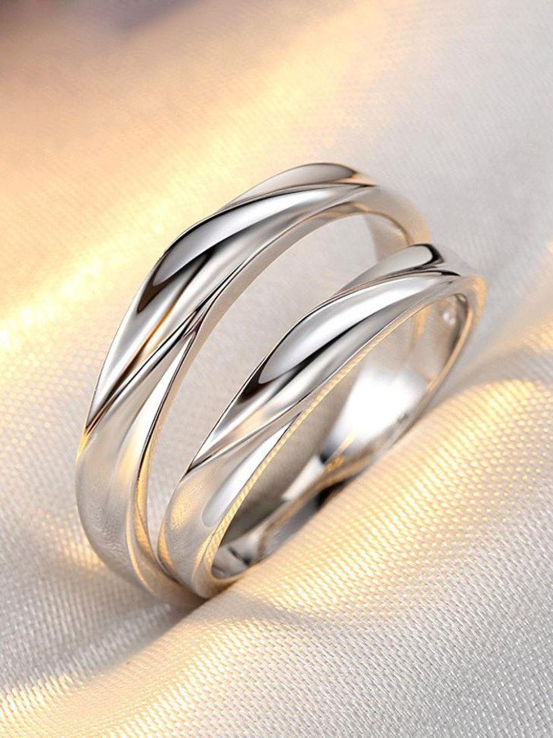 myki set of 2 sterling silver-plated couple finger ring