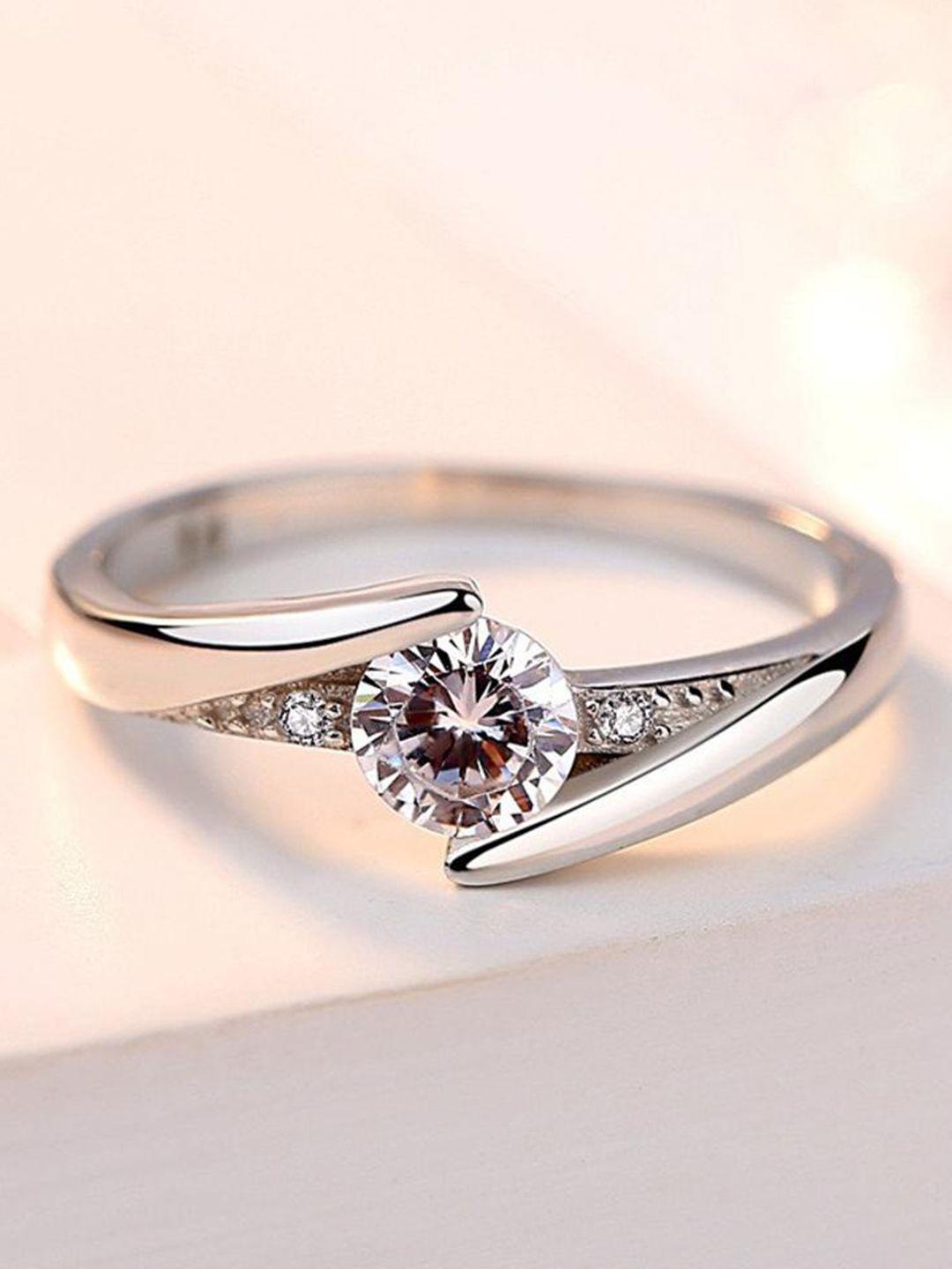 myki silver-plated cz-studded finger ring