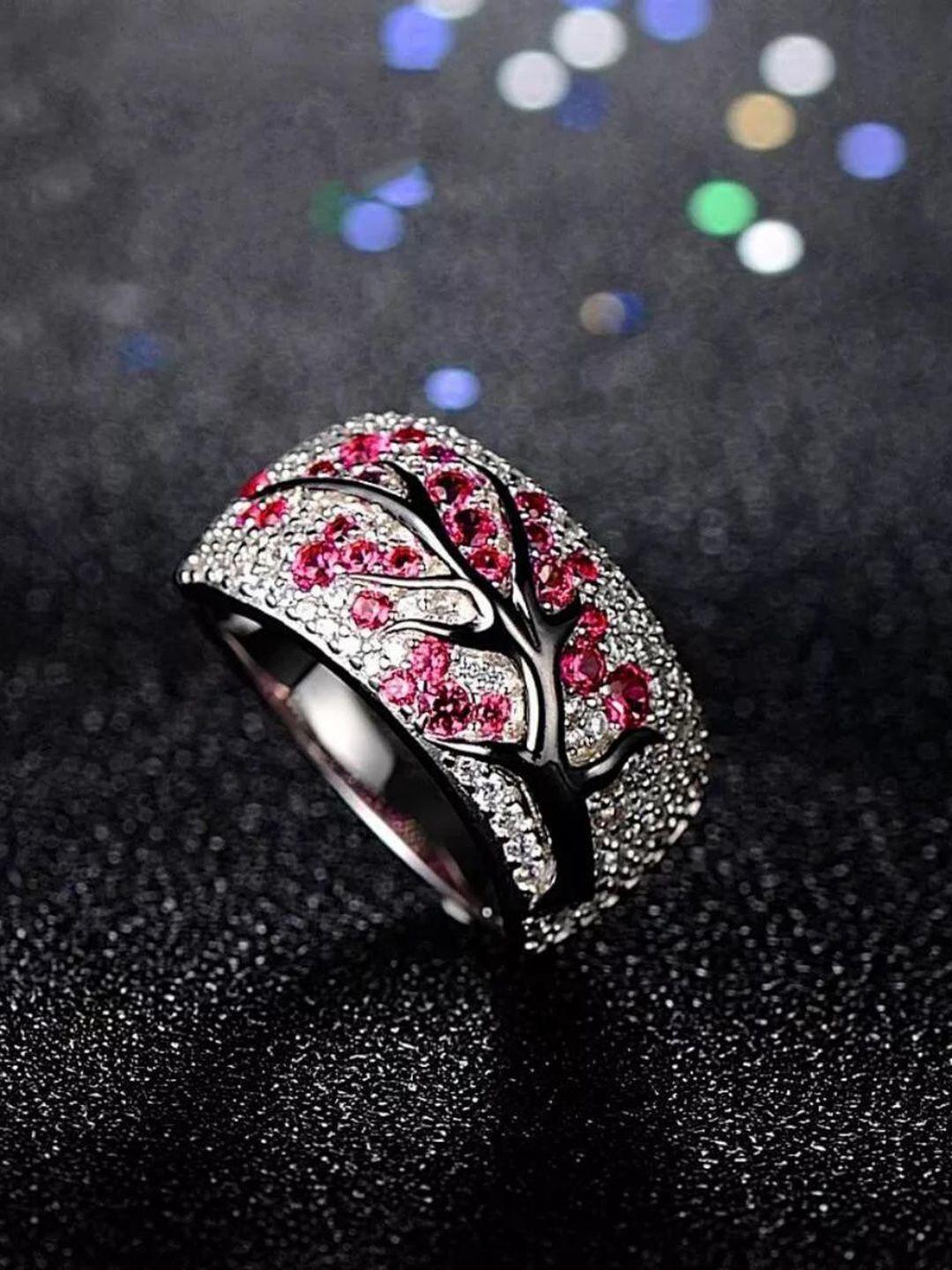 myki silver-plated cz-studded finger ring