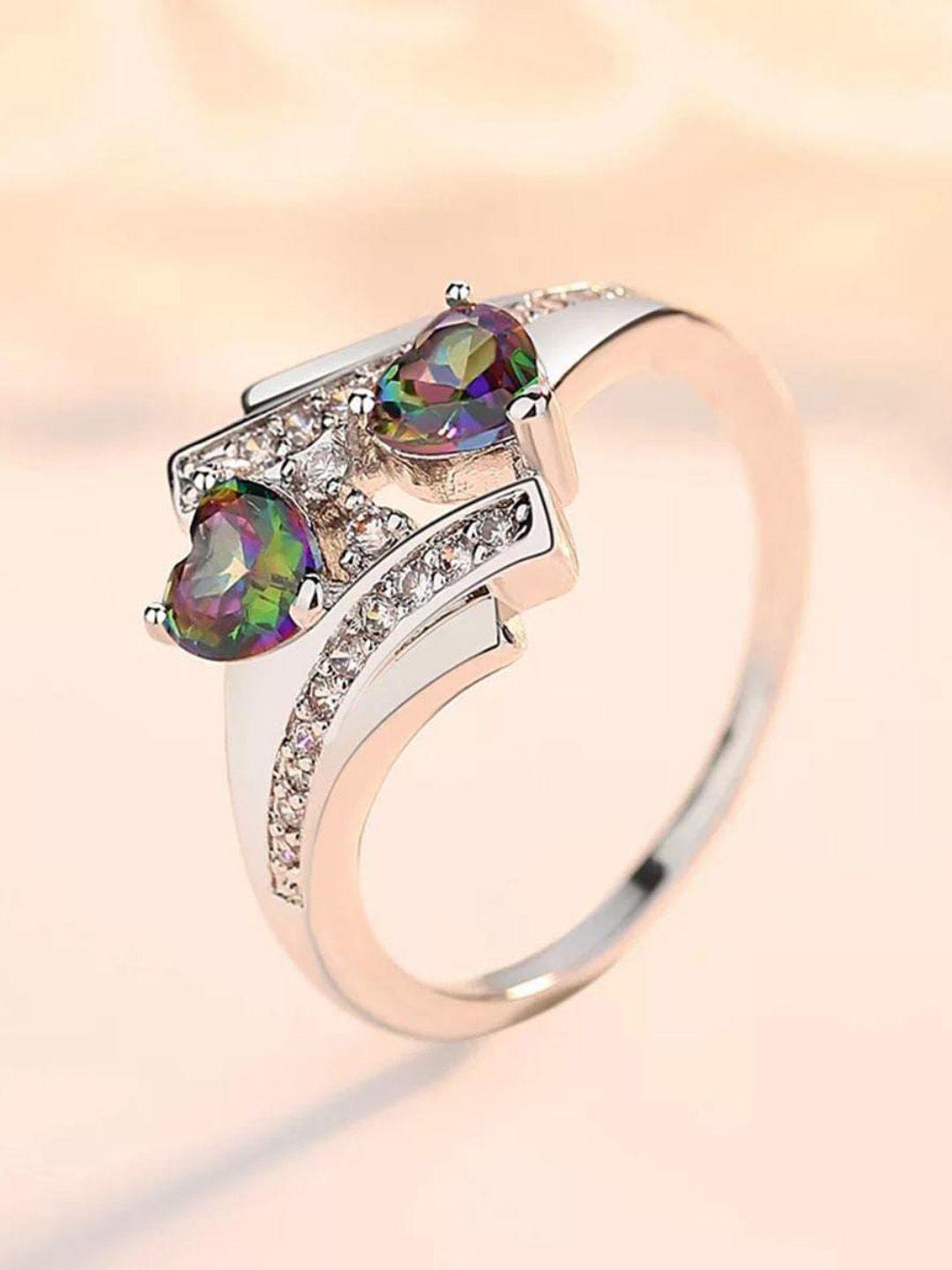 myki silver-plated cz-studded finger ring