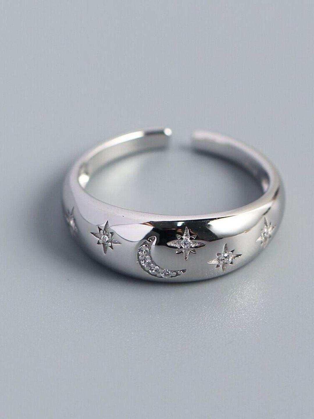 myki silver-plated cz-studded finger ring