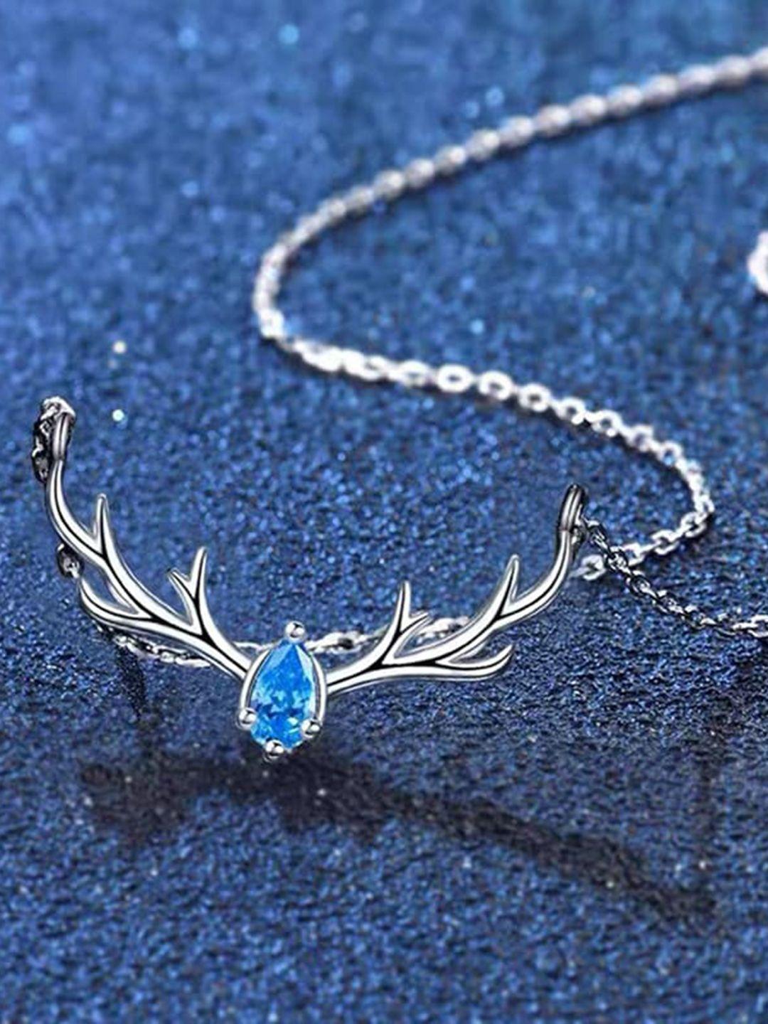myki silver-plated cz-studded reindeer pendant chain