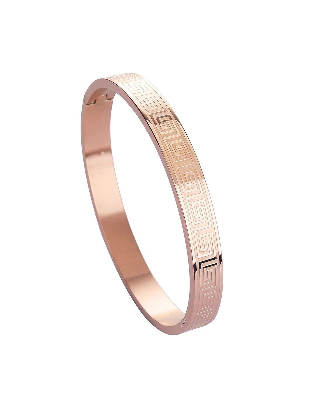 myki unisex rose gold-plated stainless steel kada bracelet