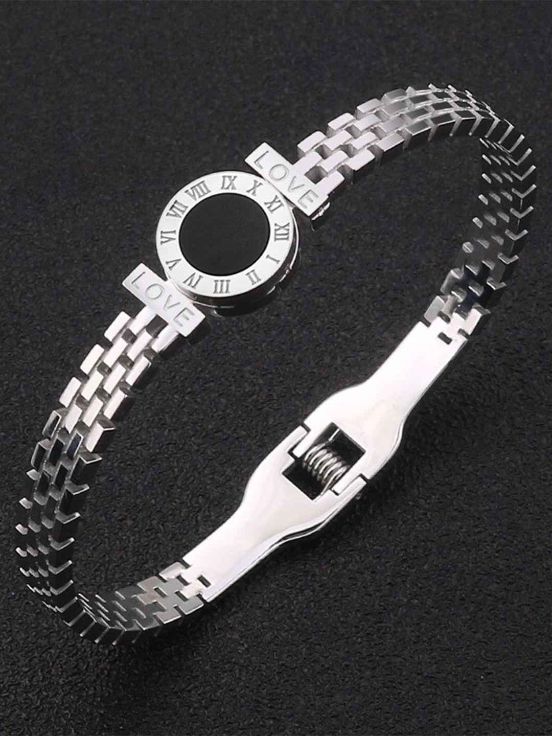 myki women cubic zirconia silver-plated kada bracelet