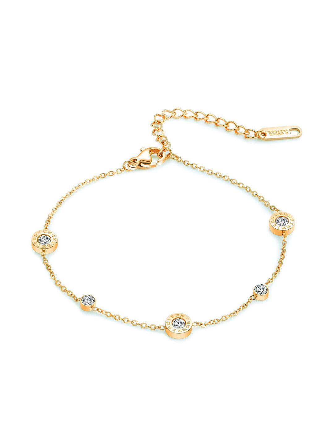 myki women gold-plated cubic zirconia charm bracelet