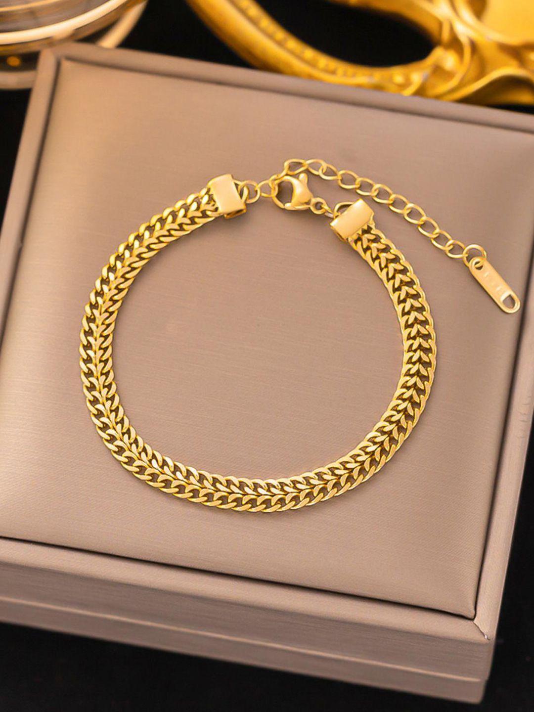 myki women gold-toned cubic zirconia gold-plated link bracelet