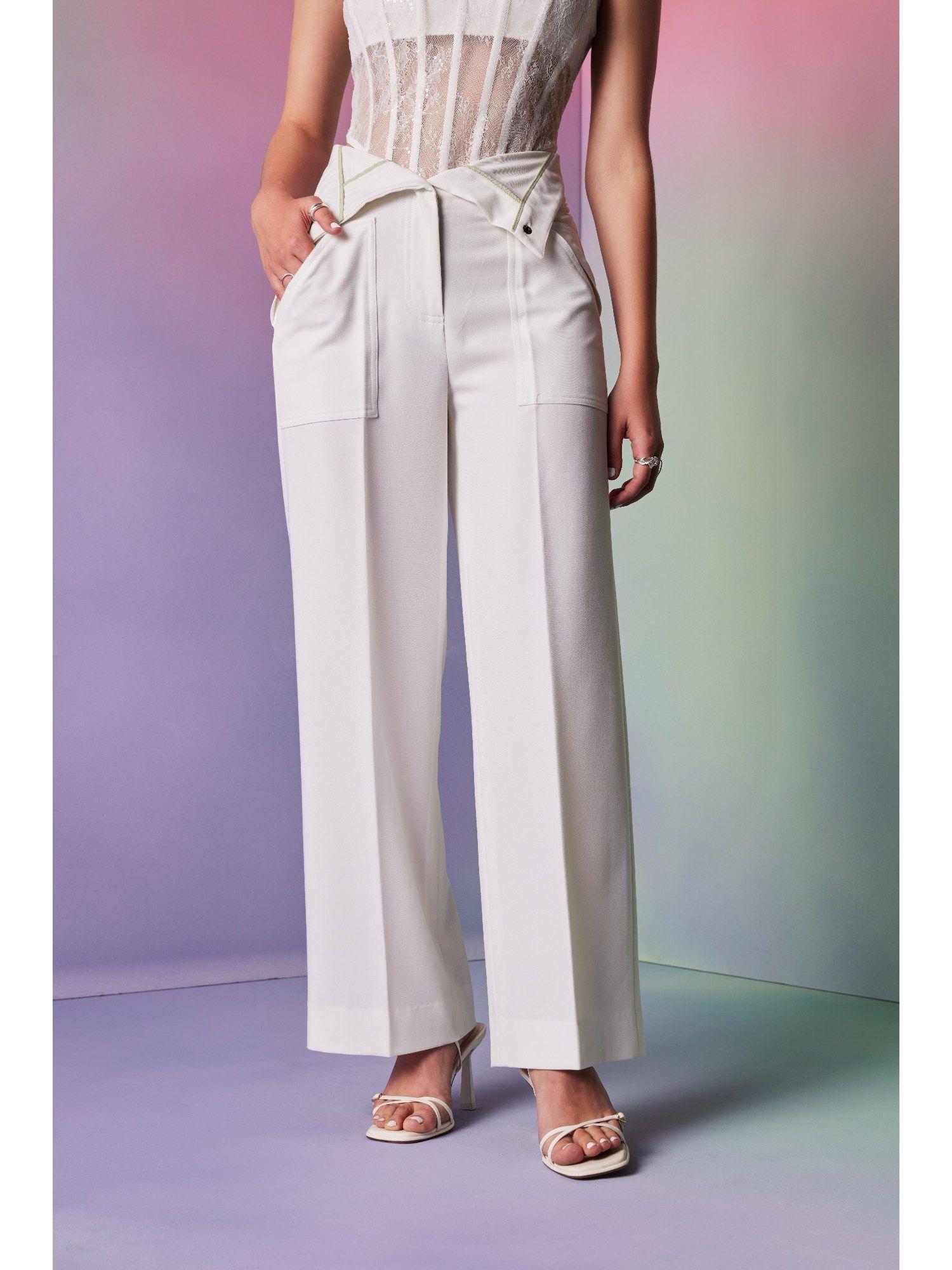 mykonos white solid pant