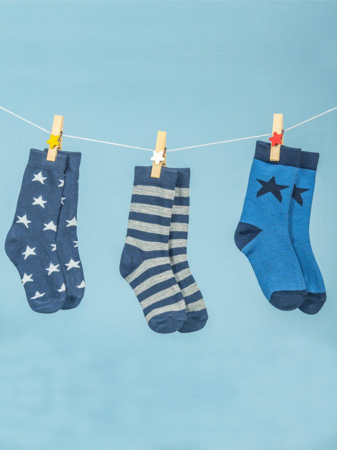 mylo essentials infants kids pack of 3 patterned above ankle-length socks