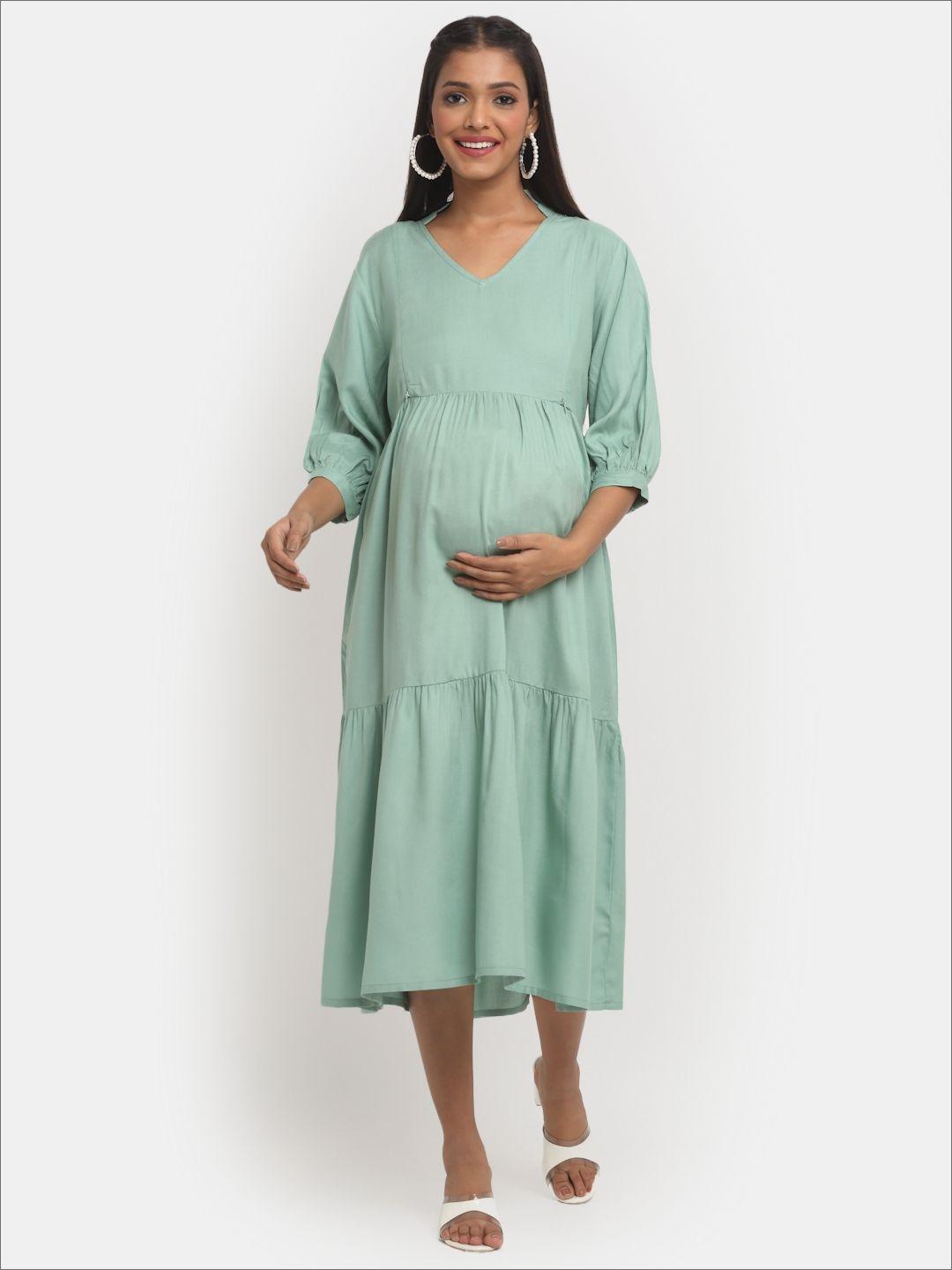 mylo essentials maternity a-line midi dress with zipper