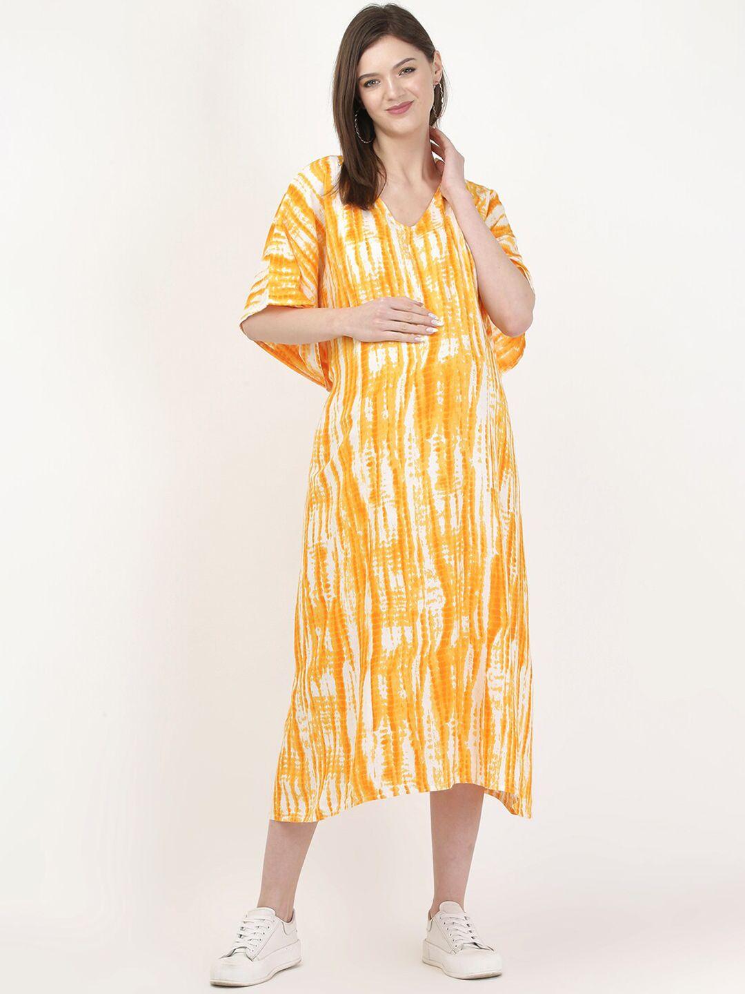 mylo essentials orange maternity midi dress