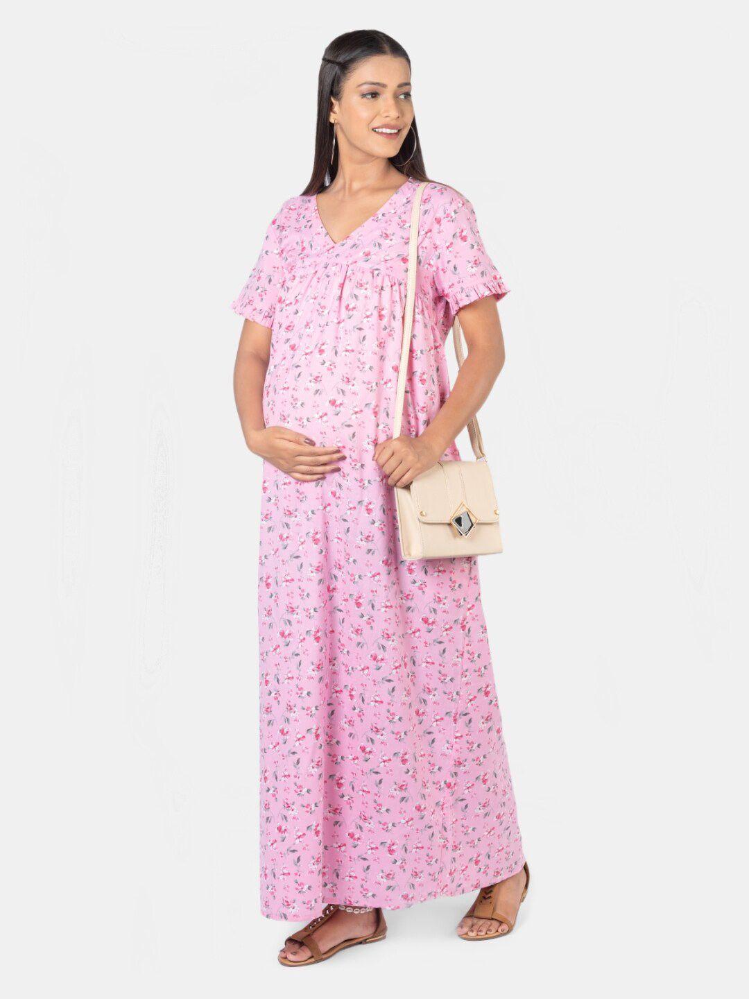 mylo floral printed pure cotton maternity nightdress