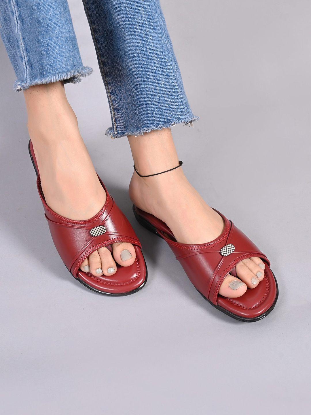 myra buckled strap cushioned open toe flats