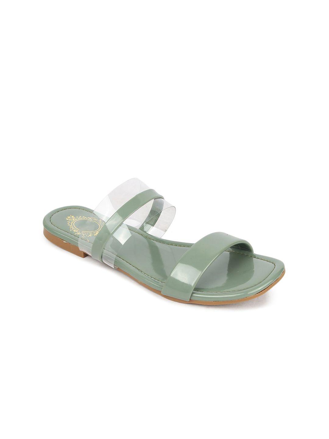 myra women green open toe flats