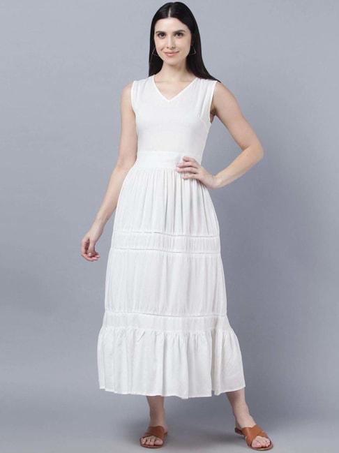 myshka white cotton maxi dress