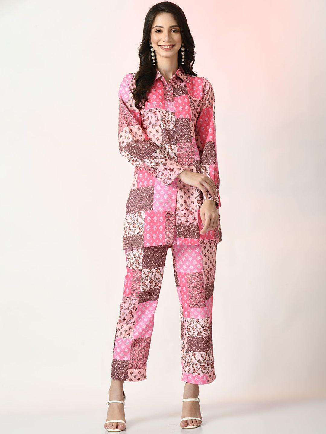 myshka ethnic motifs printed shirt with tousers