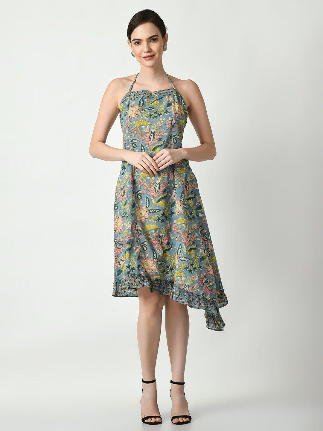 myshka floral print ruffled fit & flare dress