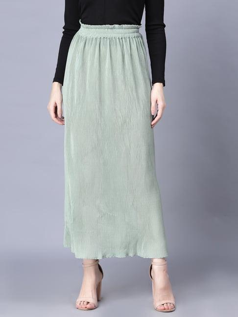 myshka green regular fit skirt