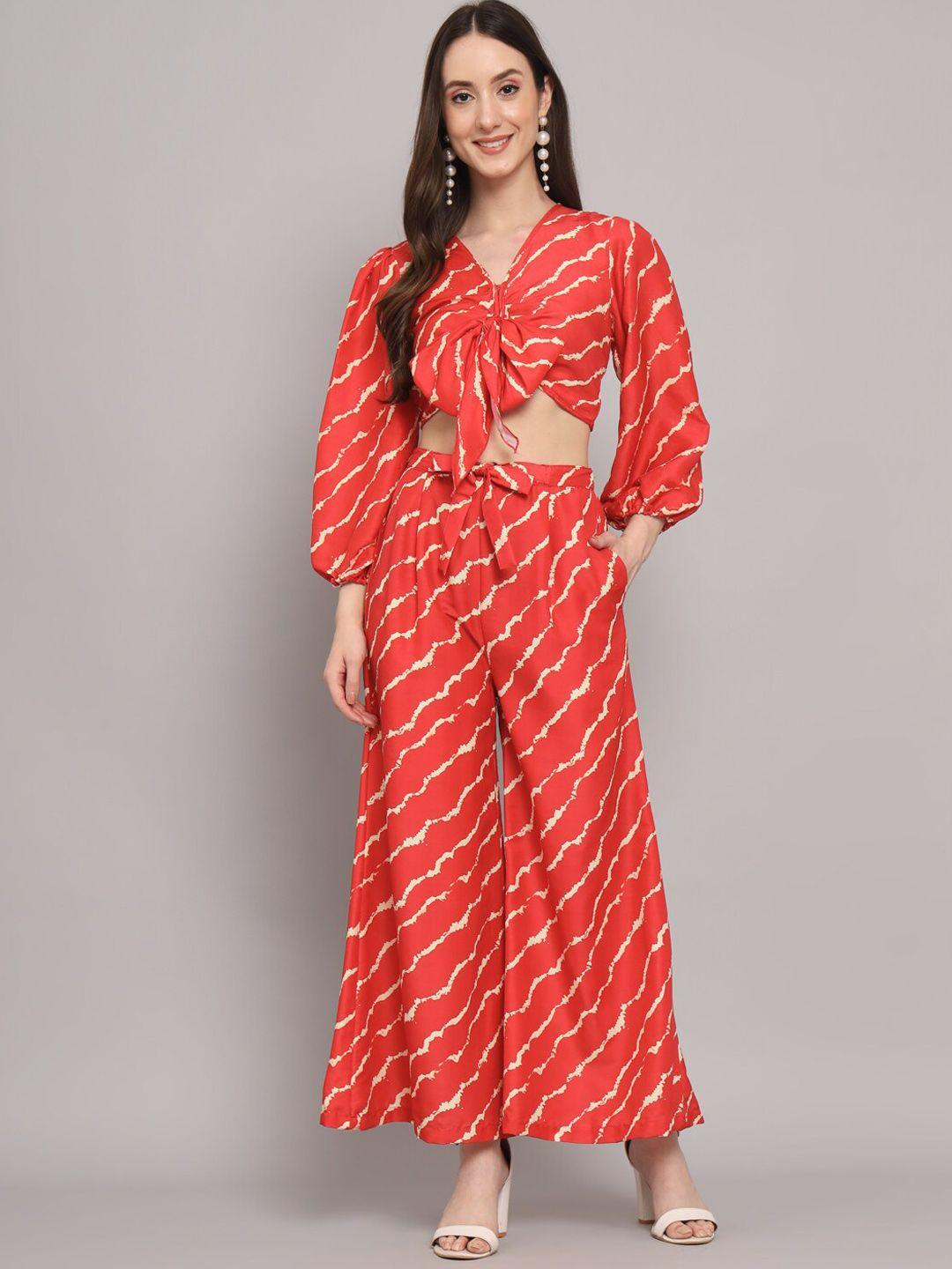 myshka leheriya printed crop top & palazzo co-ord set