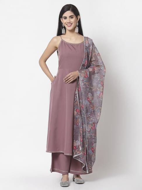 myshka mauve kurta palazzo set with dupatta