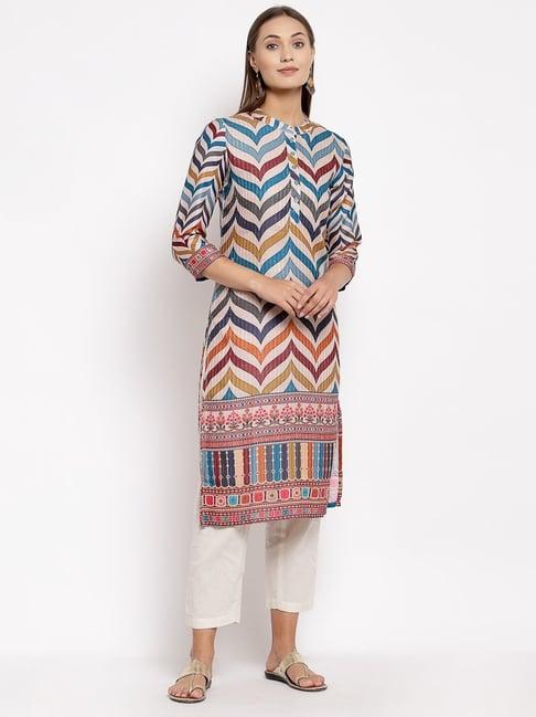 myshka multicolored printed straight kurta