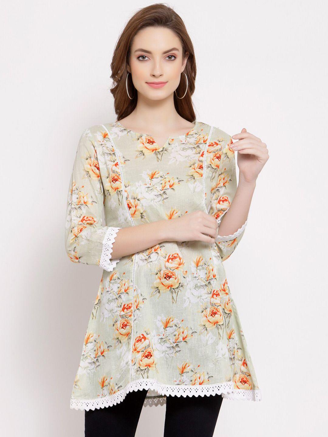 myshka off white & yellow printed tunic