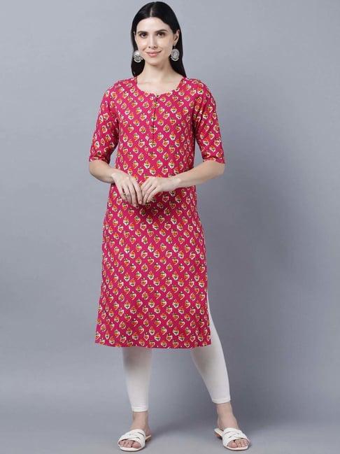 myshka pink printed straight kurta