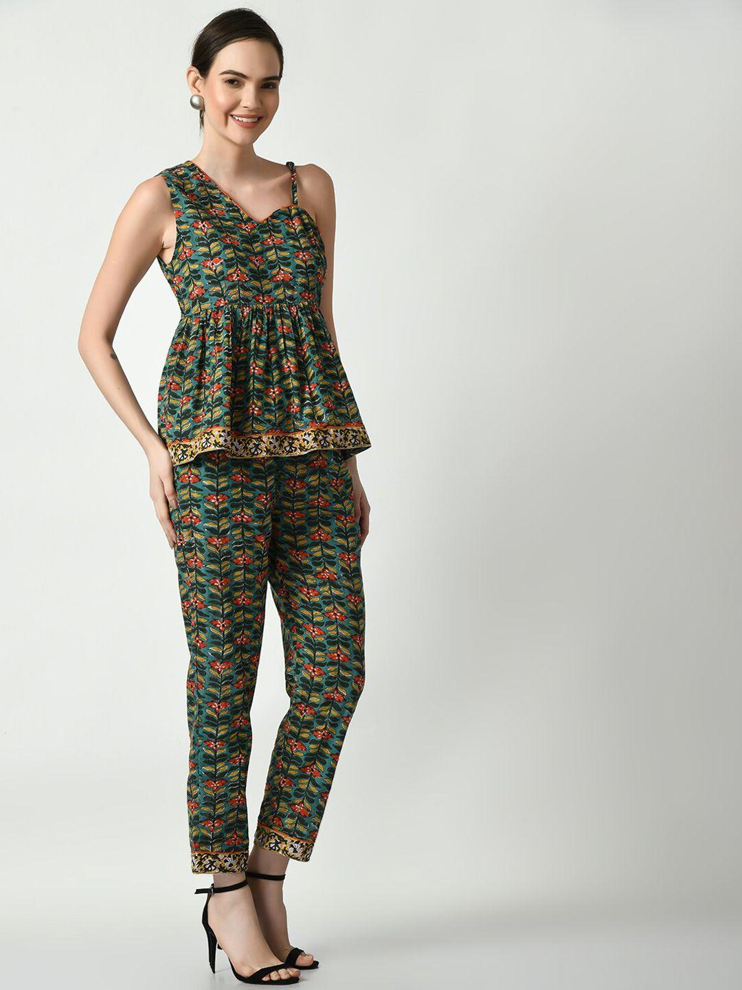 myshka printed pure cotton top & trousers