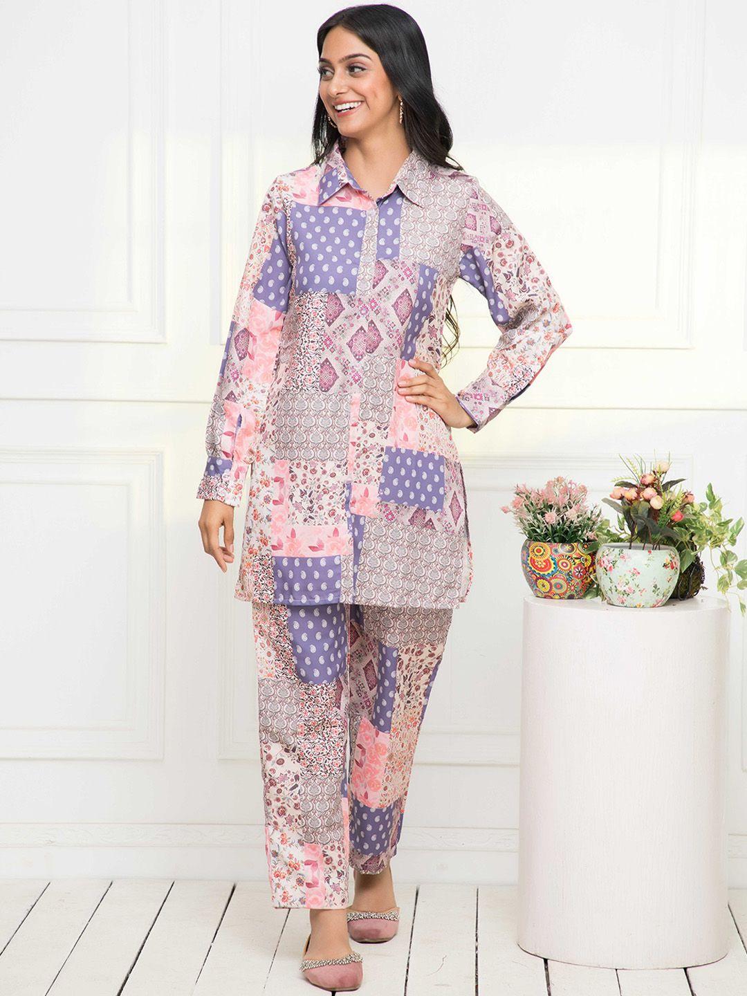 myshka women printed shirt & trouser co-ords