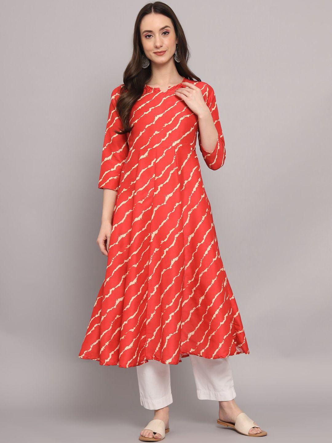 myshka women red & white printed kurta