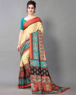 mysore silk animal print saree with blouse material