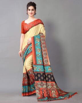mysore silk novelty print saree with blouse piece