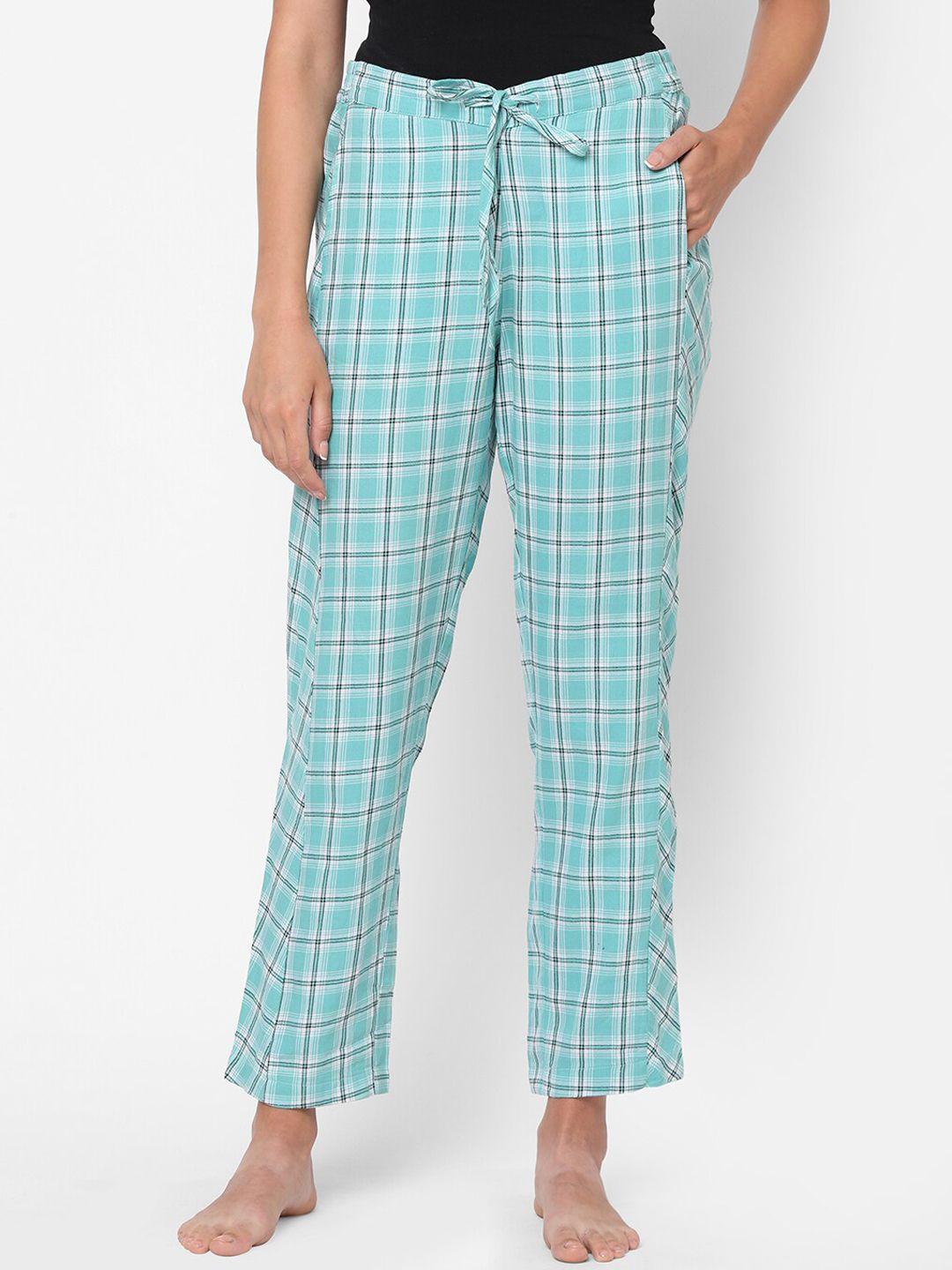 mystere paris green trendy green checked lounge pant