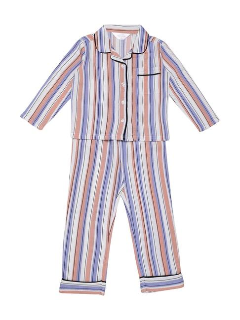 mystere-paris-kids-blue-&-peach-striped-shirt-&-pyjamas