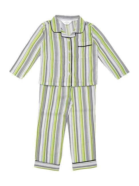 mystere-paris-kids-green-&-grey-striped-shirt-&-pyjamas
